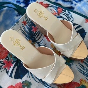 Ladies Wedges, NWOT, Cream Colour, Size 38 Heel size is 5”.